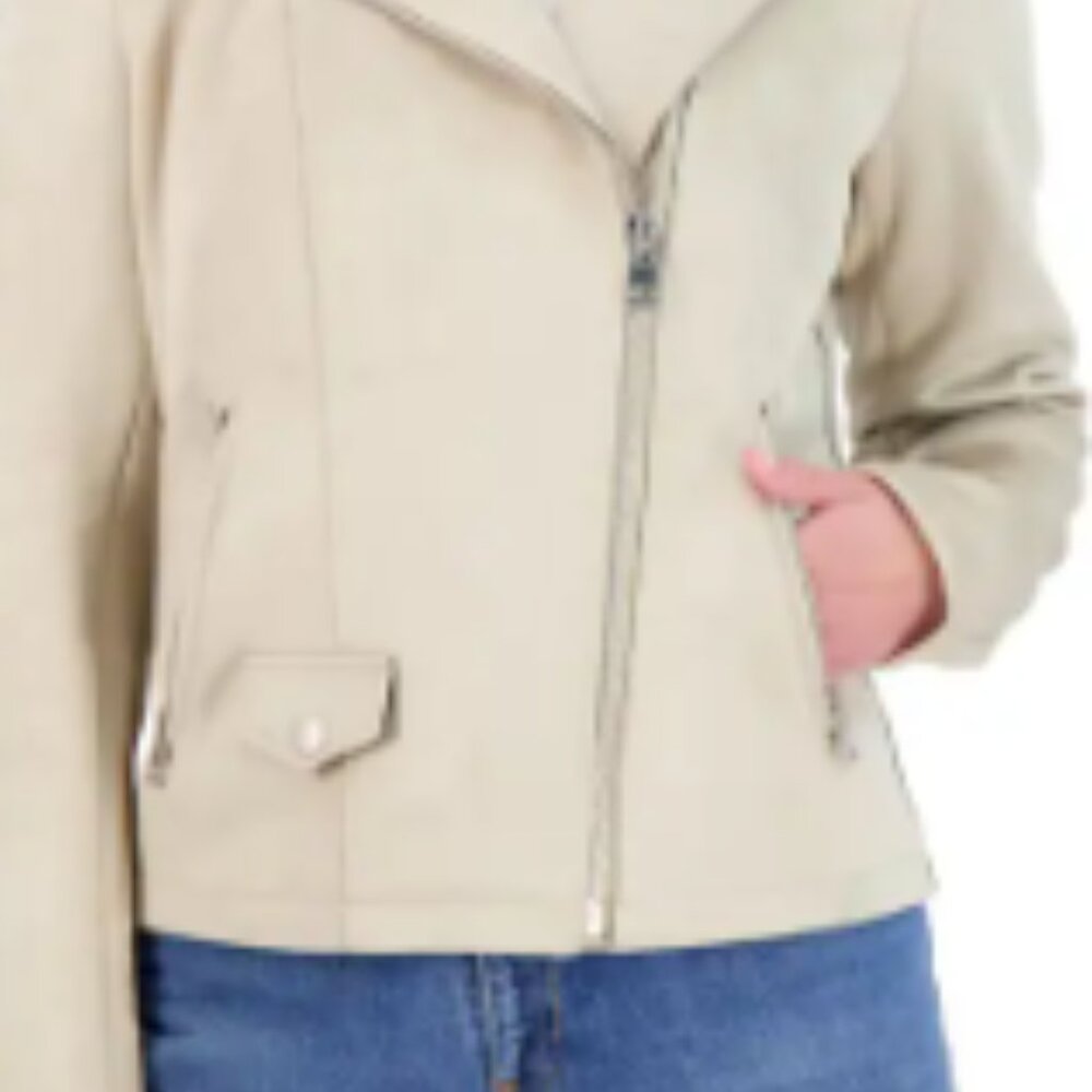 NWT Sebby Collection Faux Suede Moto Jacket Size L